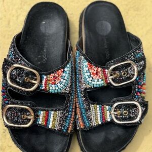 House of Harlow 1960 Colorful Beaded Women's Sandals